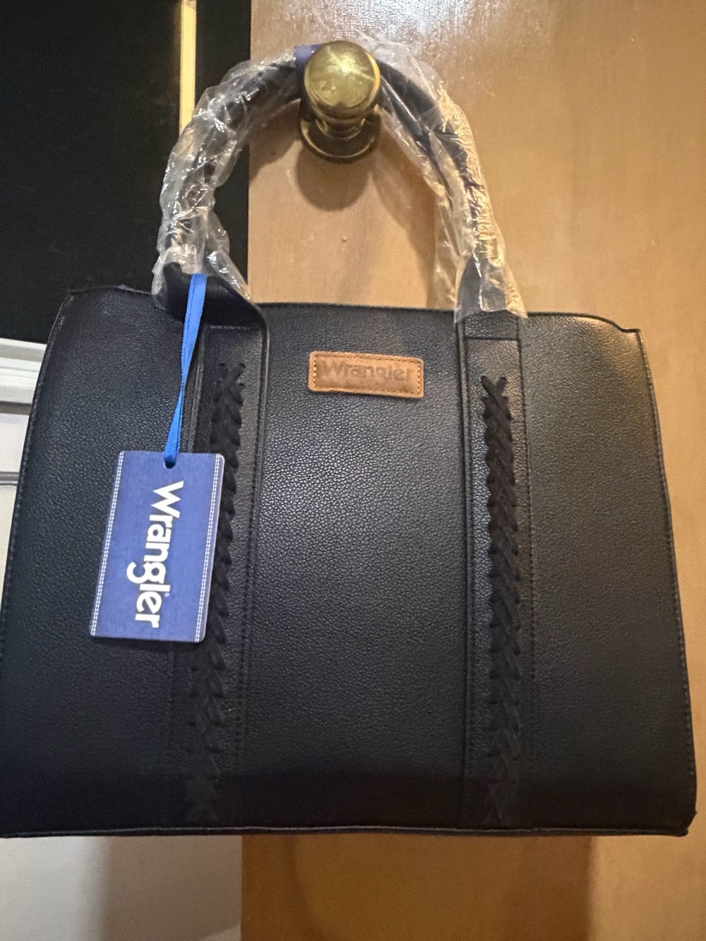 Wrangler Black Tote with Braided Strap Detail